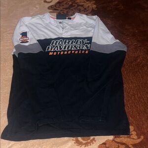 Harley-Davidson Men's black and white Henley long sleek